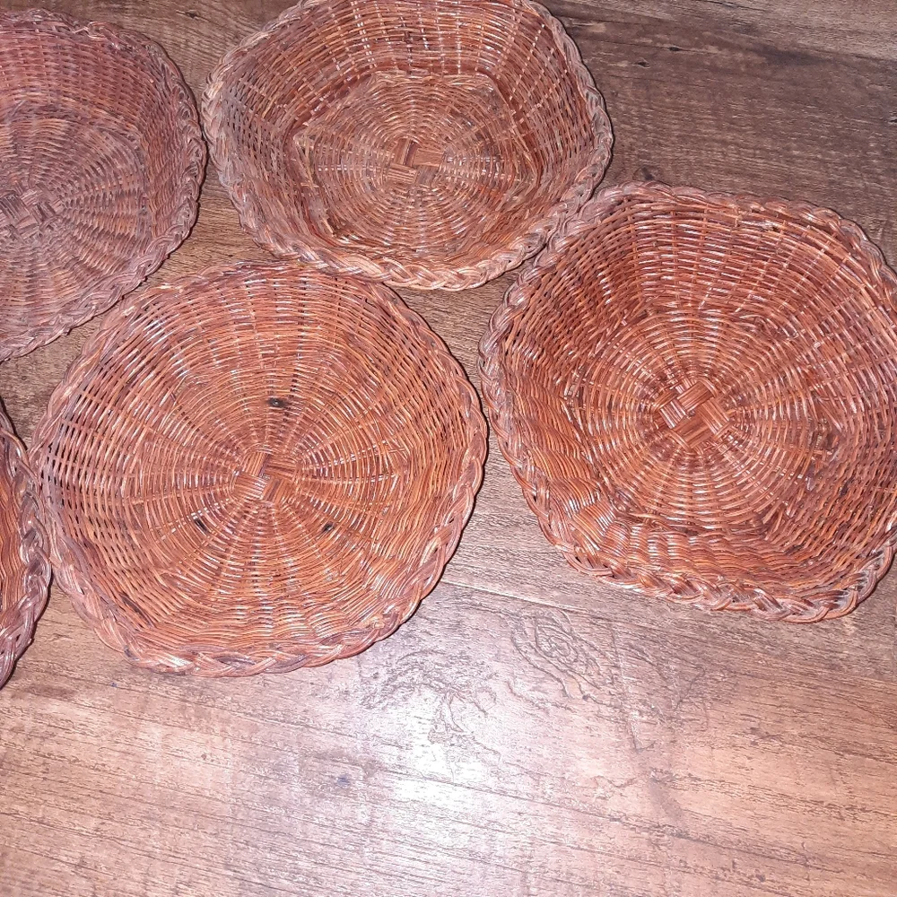 Woven Rattan Wall Basket Set - Brown